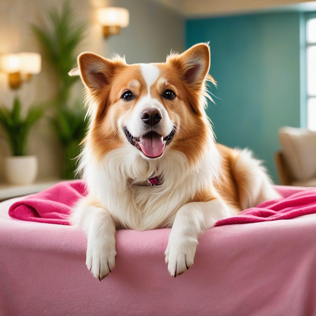 A luxurious pet spa scene featuring happy dogs and cats getting pampered with manicures, massages, and grooming sessions. Include cozy, elegant decor and soft lighting to enhance the serene atmosphere. Show staff in professional spa uniforms gently attending to the pets, with bright and soothing colors. Make sure pets look content and relaxed. super-realistic. vibrant colors.